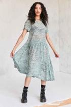 Urban Outfitters Kimchi Blue Sparrow Sheer Drop-waist Midi Dress,green Multi,m