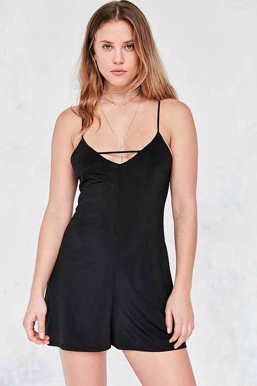 Urban Outfitters Silence + Noise V-neck Slip Romper,black,l