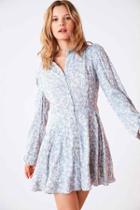 Urban Outfitters Kimchi Blue Sabrina Floral Long-sleeve Mini Shirt Dress,blue Multi,2
