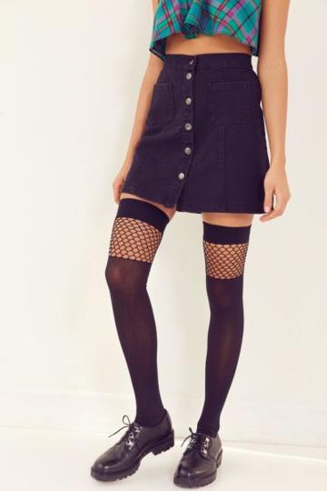 Urban Outfitters Pattern Block Fishnet Over-the-knee Sock