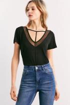 Urban Outfitters Silence + Noise Carousel Strappy Mesh V-neck Tee