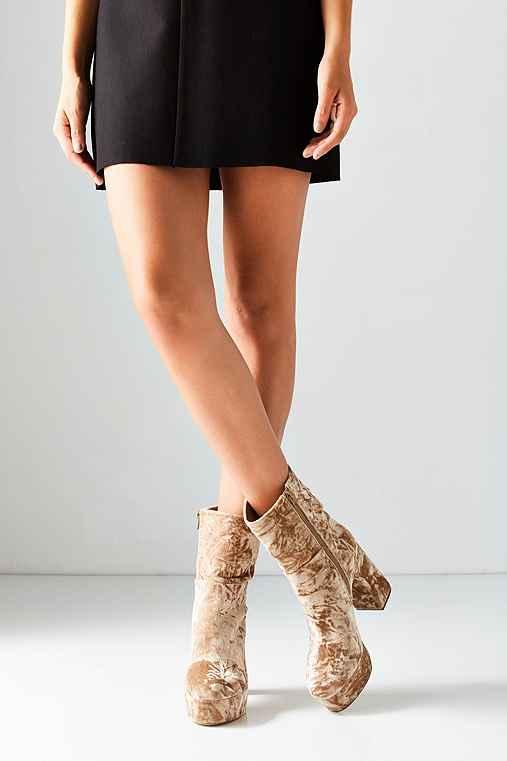Urban Outfitters Michelle Velvet Platform Boot,ivory,10