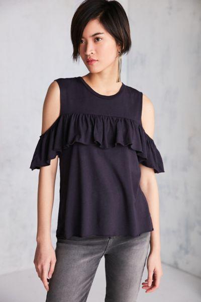 Truly Madly Deeply Ruffle Cold Shoulder Muscle Tee