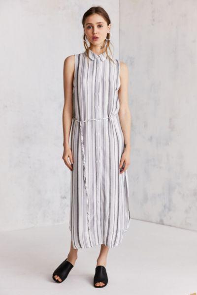 Cooperative Sleeveless Striped Midi Shirt Dress