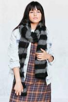 Urban Outfitters Oversized Striped Ribbed Scarf,black,one Size