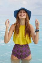 Urban Outfitters Out From Under Printed Flat High-waisted Bikini Bottom,purple,l