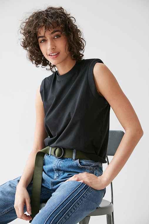 Urban Outfitters Silence + Noise Briar Padded Shoulder Muscle Tank Top,black,m