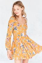 Ecote Rosalinda Floral Long-sleeve Mini Dress