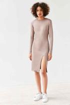 Urban Outfitters Silence + Noise Mock Neck Bodycon Midi Dress,taupe,l