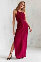 Urban Outfitters Winona Louise Knot-front Maxi Dress,maroon,xs