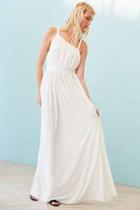 Urban Outfitters Silence + Noise Coralina Cupro Asymmetrical Maxi Dress,ivory,xs