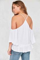 Urban Outfitters Ecote Gauzy Cold-shoulder Blouse,white,s