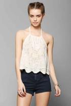 Urban Outfitters Kimchi Blue Embroidered Halter Top,ivory,m