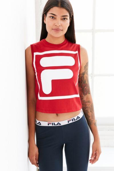 Urban Outfitters Fila + Uo Fiesta Logo Cropped Muscle Tee