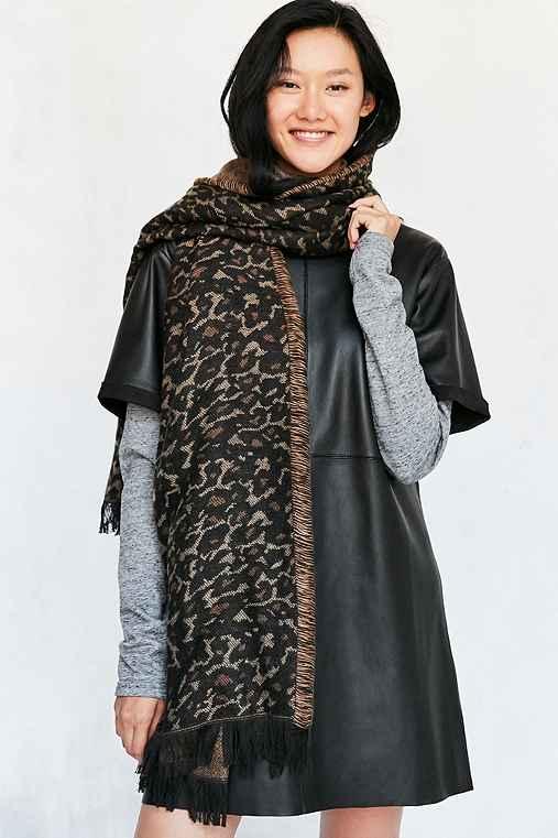 Urban Outfitters Leopard Blanket Scarf,brown,one Size