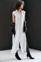 Silence + Noise Satin Trim Button-down Maxi Top