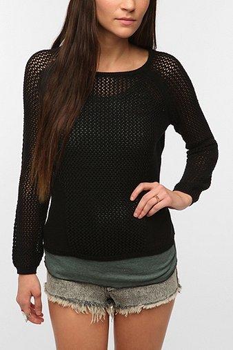 Silence & Noise Placed Mesh Pullover Sweater