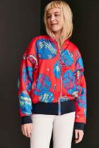 Urban Outfitters Silence + Noise Jane Globe Print Bomber Jacket,multi,xs