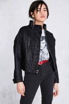 Urban Outfitters Silence + Noise Etienne Pebbled Vegan Leather Jacket,black,s