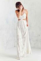 Urban Outfitters Winston White Eyelet Cutout Maxi Dress,white,xs