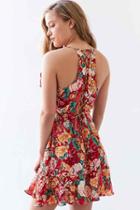 Urban Outfitters Kimchi Blue Sabina Ruffle Wrap Mini Dress,red Multi,2