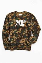 Urban Outfitters X-large Camo Fleece Crew Neck Sweatshirt,green Multi,s