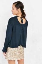 Urban Outfitters Kimchi Blue Simone Smocked Balloon-sleeve Blouse,blue,s