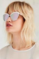 Urban Outfitters Quay Super Girl Cat-eye Sunglasses,white,one Size