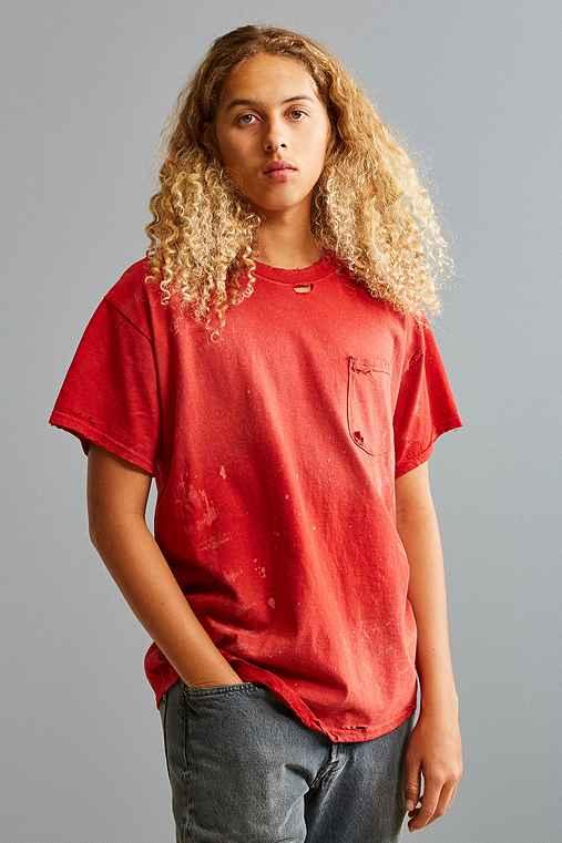 Urban Outfitters Us Rags Distressed Work Tee,orange,s