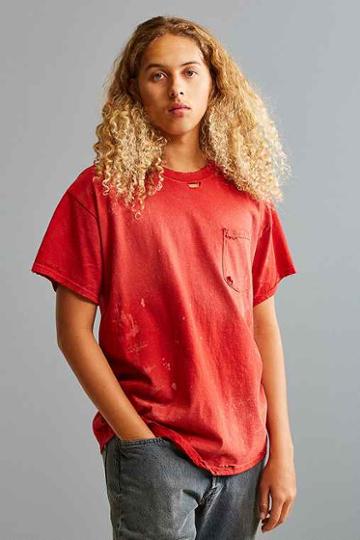 Urban Outfitters Us Rags Distressed Work Tee,orange,s