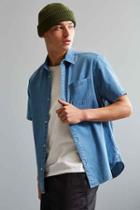 Urban Outfitters Uo Stevens Denim Short Sleeve Button-down Shirt,indigo,xs