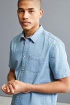 Urban Outfitters Uo Ditsy Denim Short Sleeve Button-down Shirt
