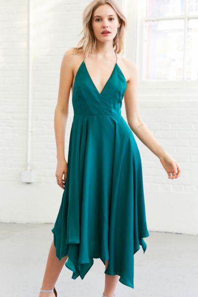 Kimchi Blue Vida Satin Handkerchief Midi Dress