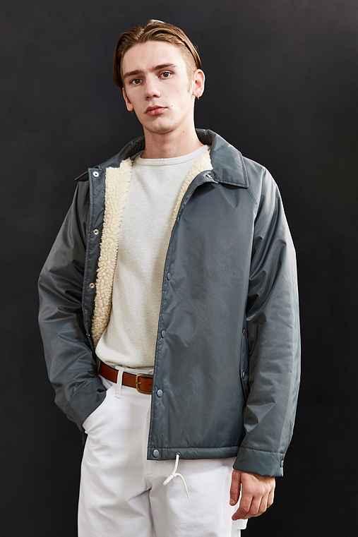 Urban Outfitters Uo Sherpa Lined Coach Jacket,olive,m
