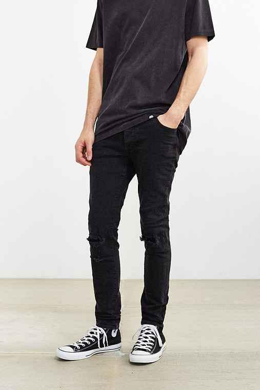 Urban Outfitters Neuw Busted Black Hell Skinny Jean,washed Black,31