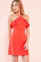 Urban Outfitters Kimchi Blue Ruffle Y-neck A-line Mini Dress,red,0