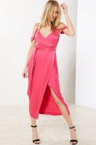 Bardot Leah Satin Off-the-shoulder Maxi Wrap Dress