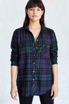Urban Outfitters Bdg Polly Flannel Button-down Shirt,dark Green,m