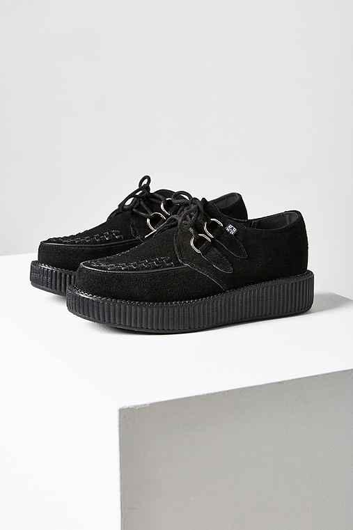 Urban Outfitters T.u.k. Suede Low Viva Creeper Shoe,black,w 6/m 4