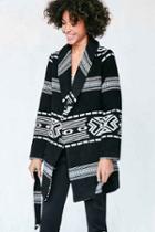 Urban Outfitters Ecote Patterned Blanket Wrap Coat,black Multi,xs/s