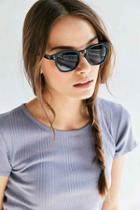 Urban Outfitters Classic Slim Square Sunglasses,black,one Size