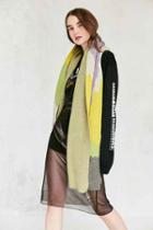 Urban Outfitters Brushed Landscape Intarsia Scarf,green,one Size