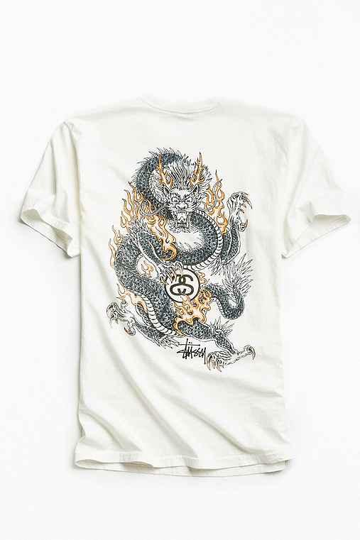 Urban Outfitters Stussy Fire Dragon Tee,white,l