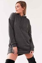 Urban Outfitters Bdg Classic Hoodie Sweatshirt Dress,dark Grey,l