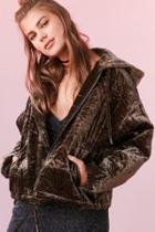 Urban Outfitters Silence + Noise Geo Quilted Velvet Hooded Jacket
