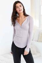 Urban Outfitters Out From Under Woven Placket Henley Top,lavender,m