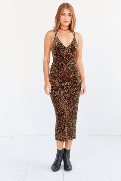 Urban Outfitters Ecote Bellatrix Velvet Bodycon Midi Dress