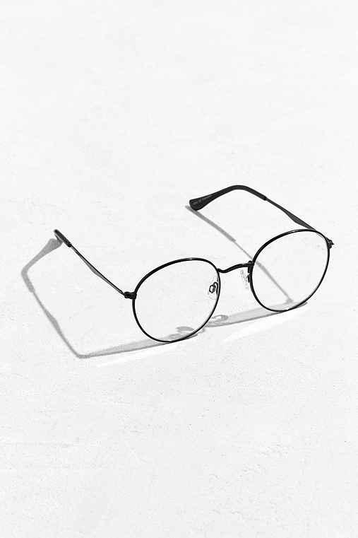 Urban Outfitters Flat Metal Round Readers,black,one Size