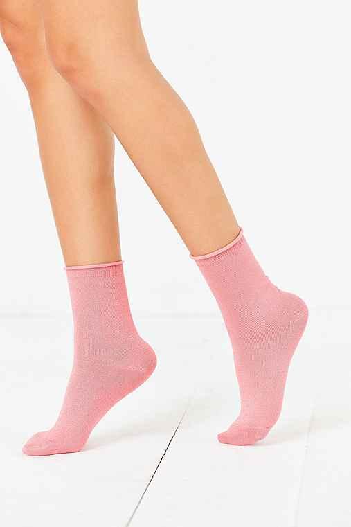 Urban Outfitters Out From Under Sparkle Party Anklet Sock,rose,one Size