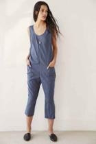 Urban Outfitters Silence + Noise Surplice Back Cropped Jumpsuit,blue,s